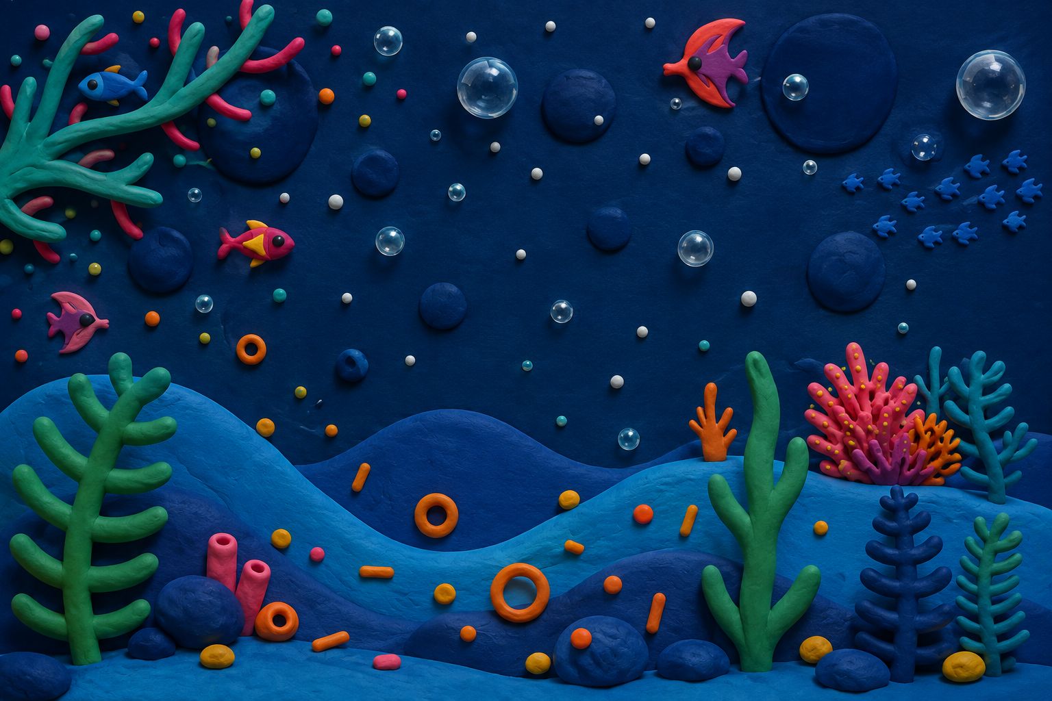 El fondo del Mar de Burbujas, con corales y peces