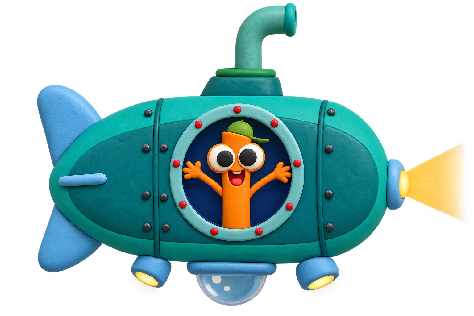 Kai saludando desde la escotilla de su submarino